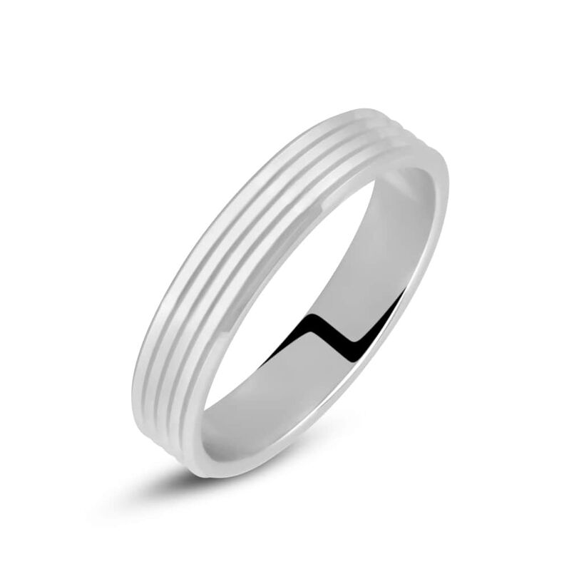 Fede Classica Lavorata 4 mm Oro Bianco - Spannringe Herren | OROVIVO