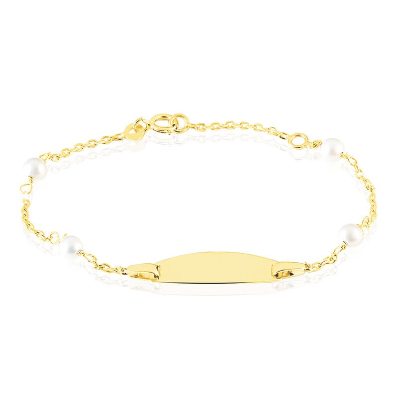 Bracelet Identite Bebe Or Jaune Gaspardine Ovale Perle - Spannringe Kinder | OROVIVO