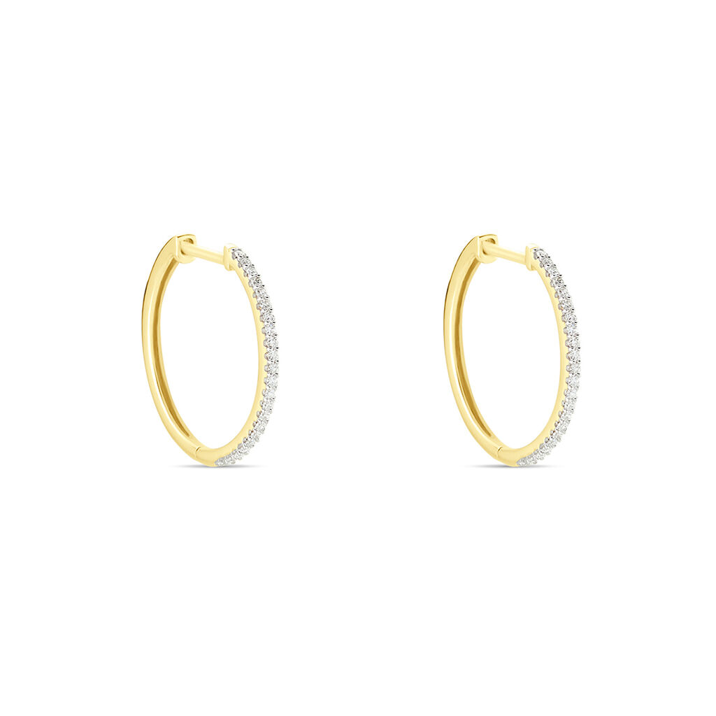 ARYANNA Damen Creolen Gold 375 (9 Karat) Diamant Wei&szlig; 0,12 ct