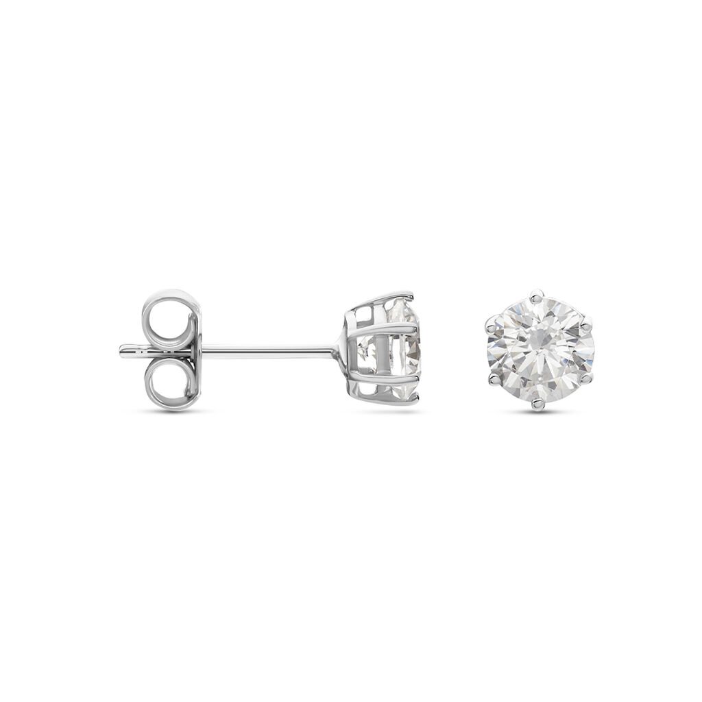KRAPPE 6 Damen Ohrstecker Wei&szlig;gold 375 (9 Karat) Zirkonia Wei&szlig; 1,89 ct