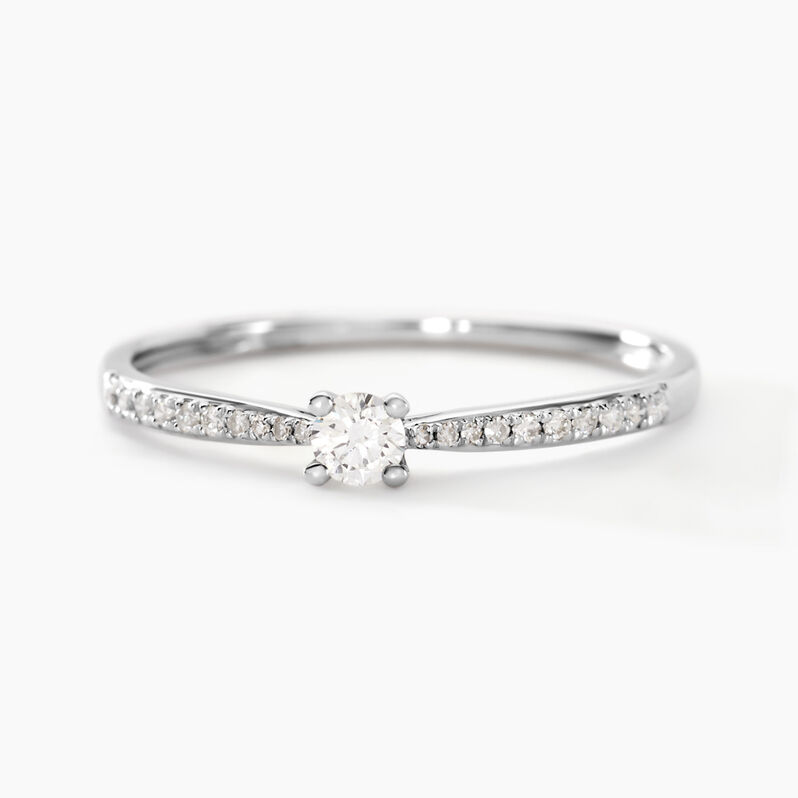 Bague Solitaire Hemera Or Blanc Diamant - Spannringe Damen | OROVIVO