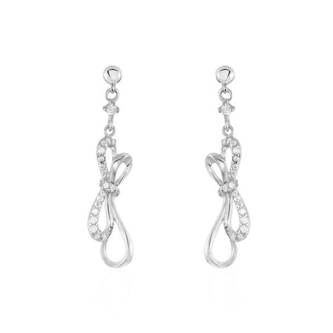 Damen Ohrstecker Lang Silber 925 Zirkonia Schleife - Ohrringe mit Stein Damen | OROVIVO