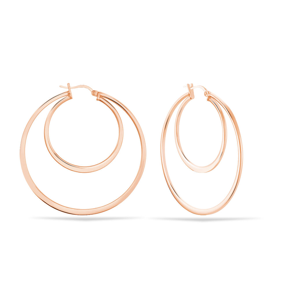 ZAGORA 1 Damen Creolen Edelstahl rosevergoldet Doppelkreis B 1,8 mm