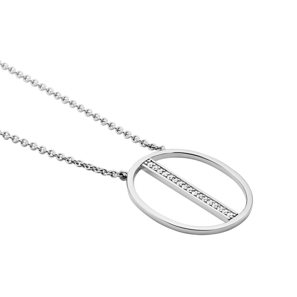 Damen Collier Silber 925 Zirkonia Wei&szlig; Kreis