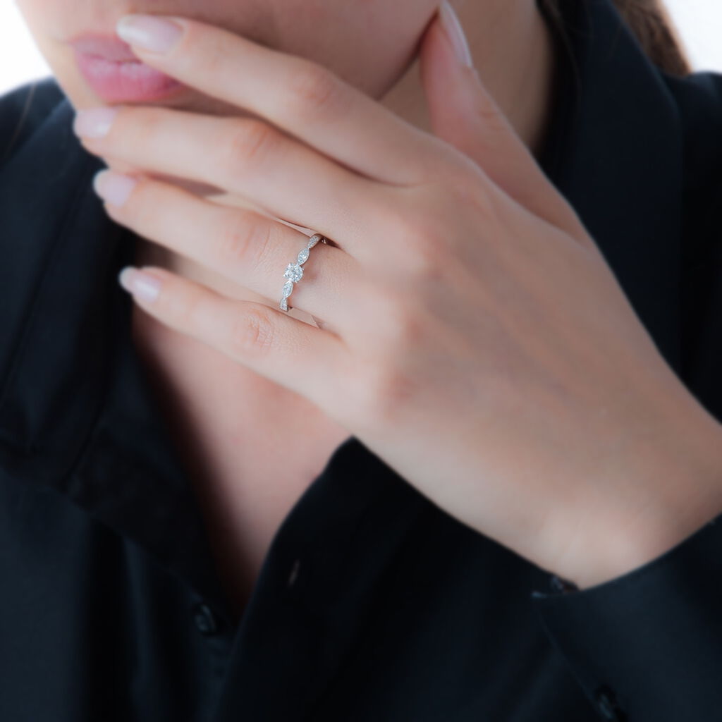 Bague Solitaire Etoile Or Blanc Diamant - Spannringe Damen | OROVIVO