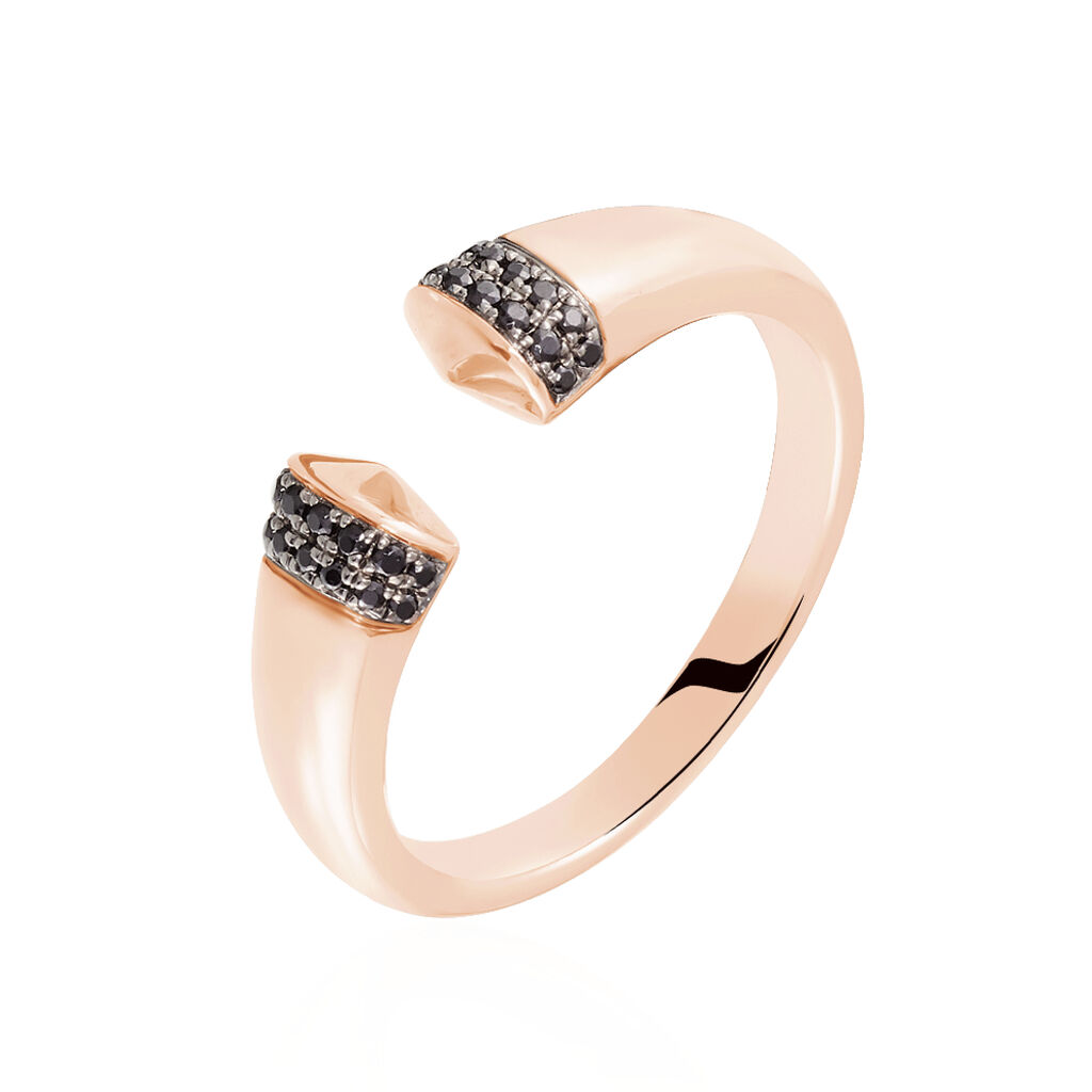 KIARA Damen Ring Rosegold 375 (9 Karat) Zirkonia Schwarz, Ring mit Stein