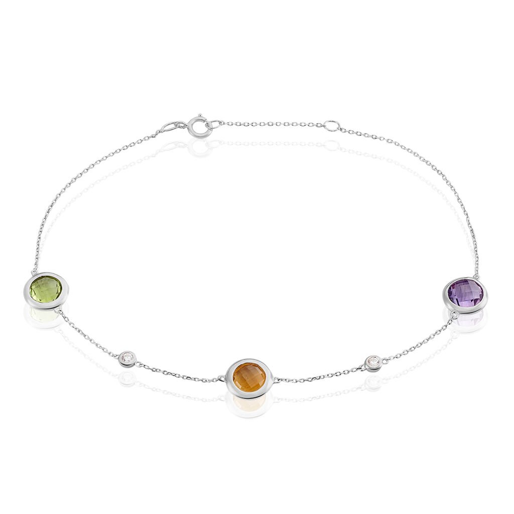 Damen Armband Weißgold 375 (9 Karat) Amethyst Violett 0,88 ct Ball, Armband mit Stein