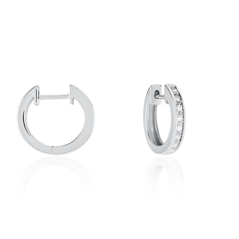 Sue Damen Creolen Wei&szlig;gold 585 (14 Karat) Diamant Wei&szlig; 0,07 ct - Creolen Damen | OROVIVO