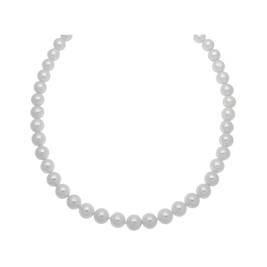 🦚 Damen Collier Silber 925 Zuchtperlen 8-9mm, Collier mit Stein