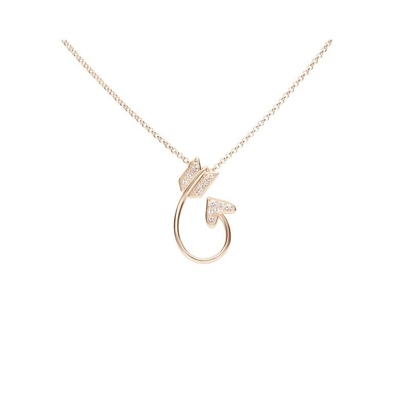 Collana in ottone rosato con pendente freccia di Cupido con strass - Spannringe Damen | OROVIVO