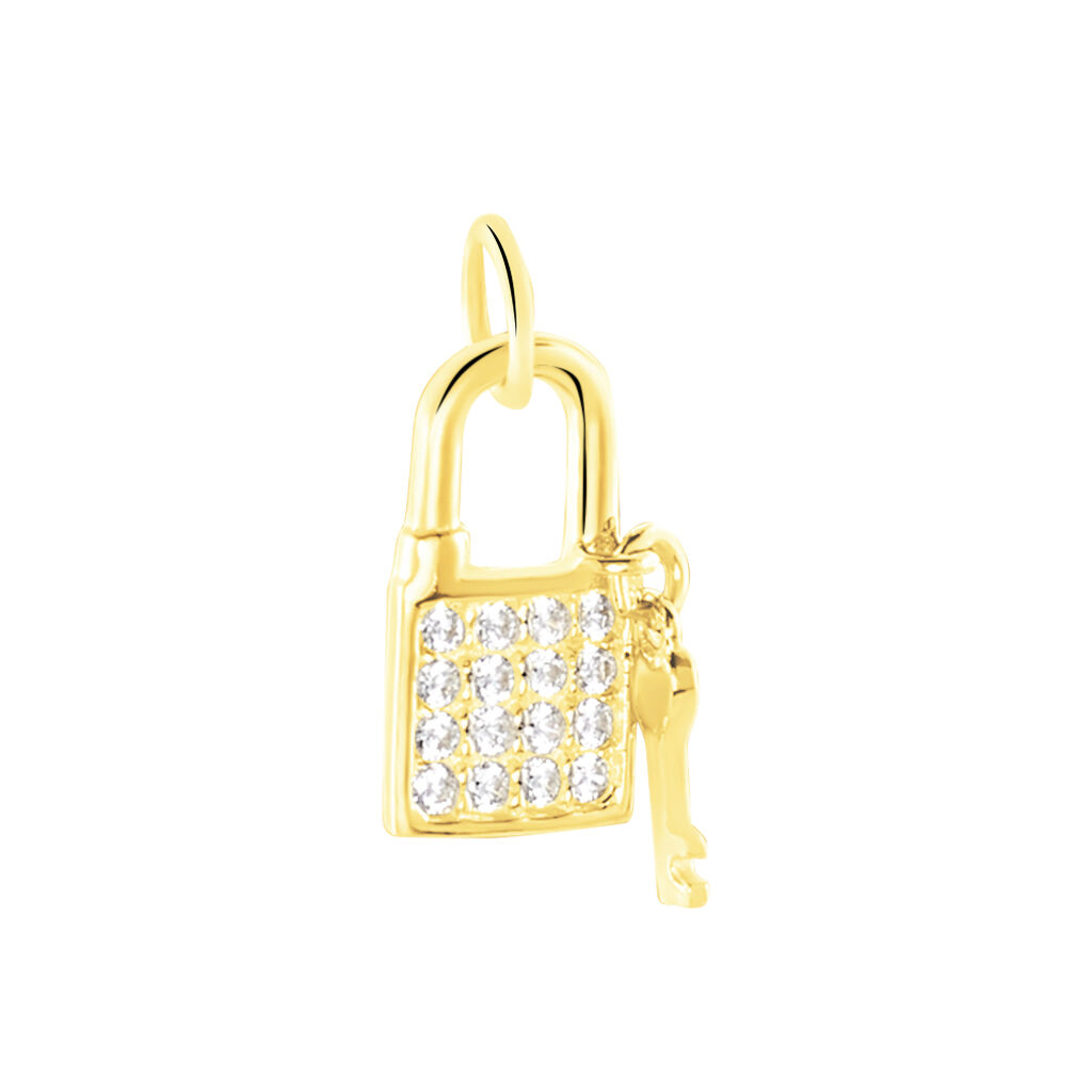 Anh&auml;nger Gold 375 Zirkonia Schloss Schl&uuml;ssel 