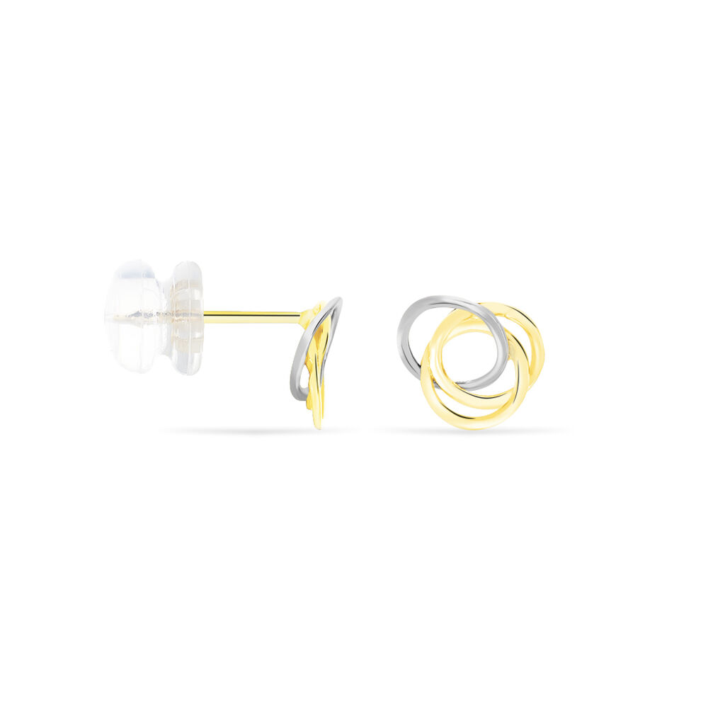 ILHAME KNOTEN 3 Damen Ohrstecker Gold Bicolor 375 (9 Karat) Kreis