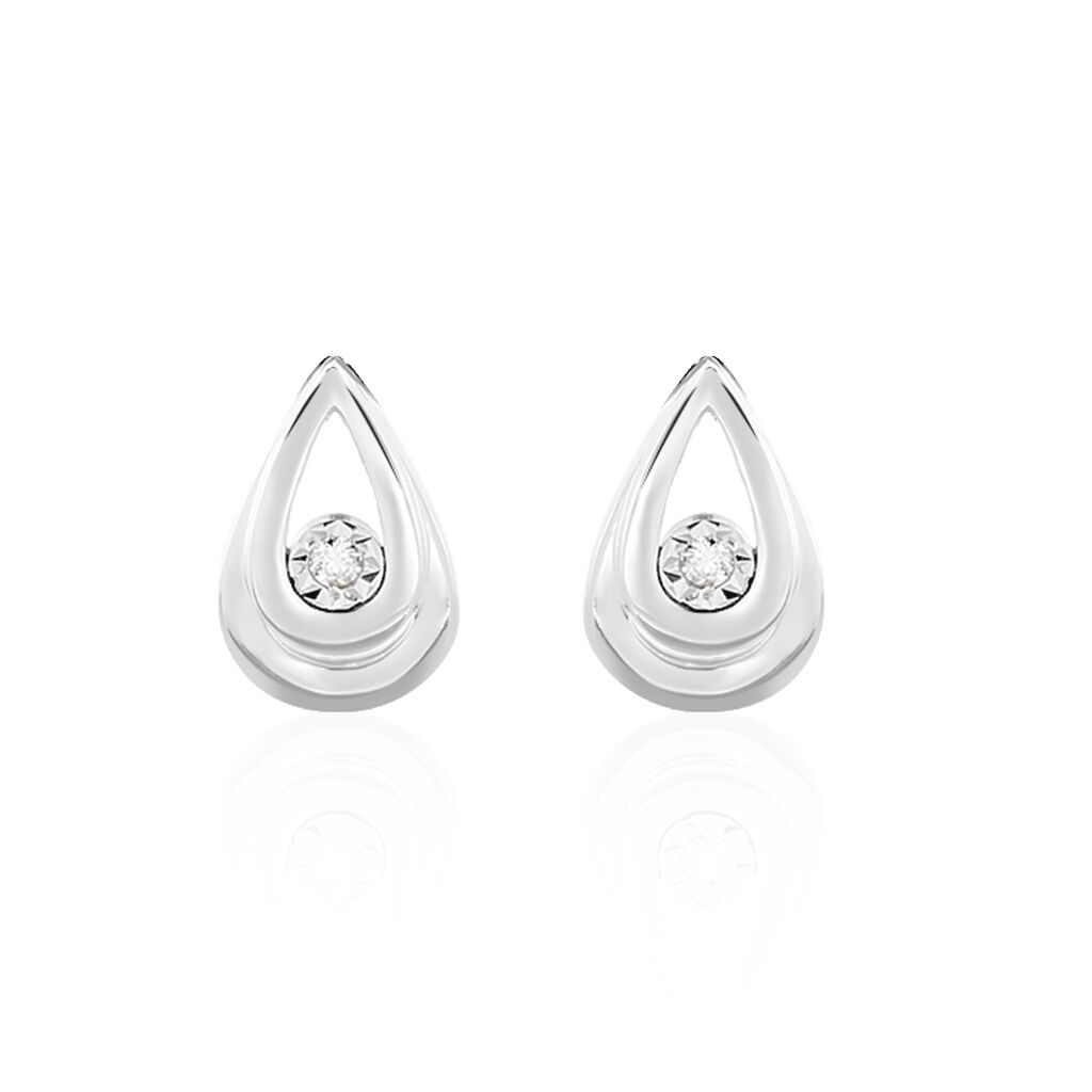 Damen Ohrstecker Weißgold 375 Diamant 0,02ct Tropfen Lindia  - Ohrstecker Damen | OROVIVO