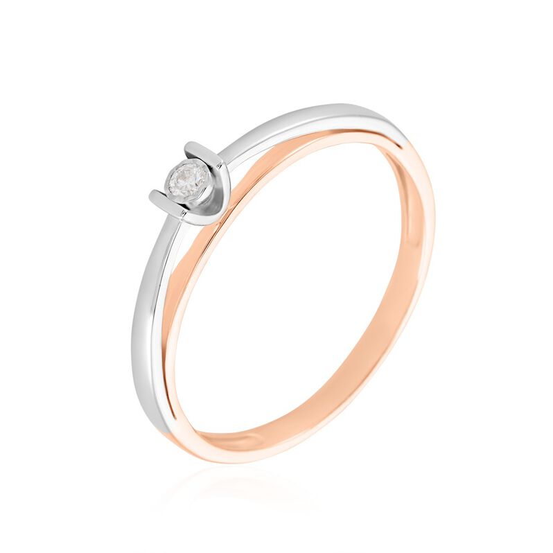 Damen Ring Gold Bicolor 375 Diamant 0,04ct Michaela Ov  - Verlobungsringe Damen | OROVIVO