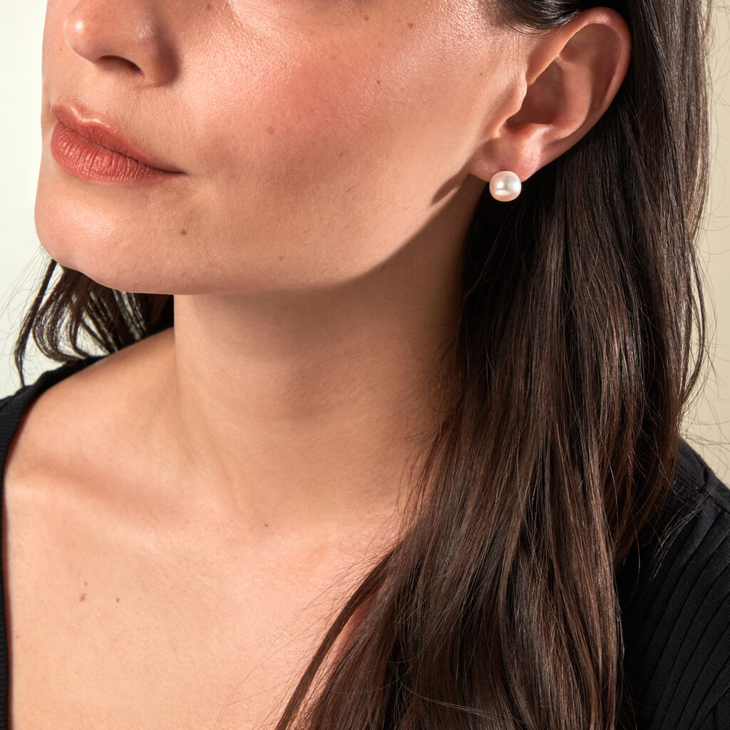 Damen Perlenohrringe Silber 925 Zuchtperlen 9-10mm - Ohrstecker Damen | OROVIVO