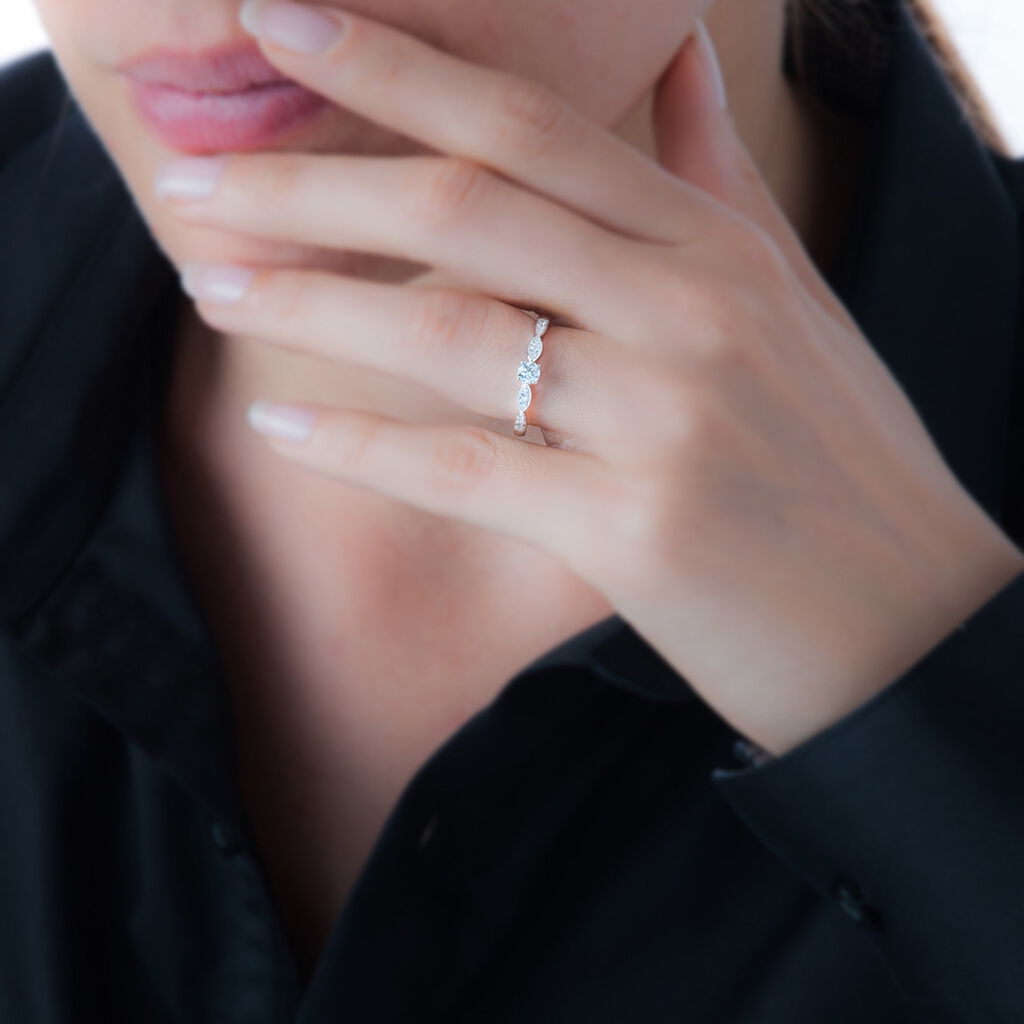 Bague Solitaire Etoile Or Blanc Diamant - Spannringe Damen | OROVIVO