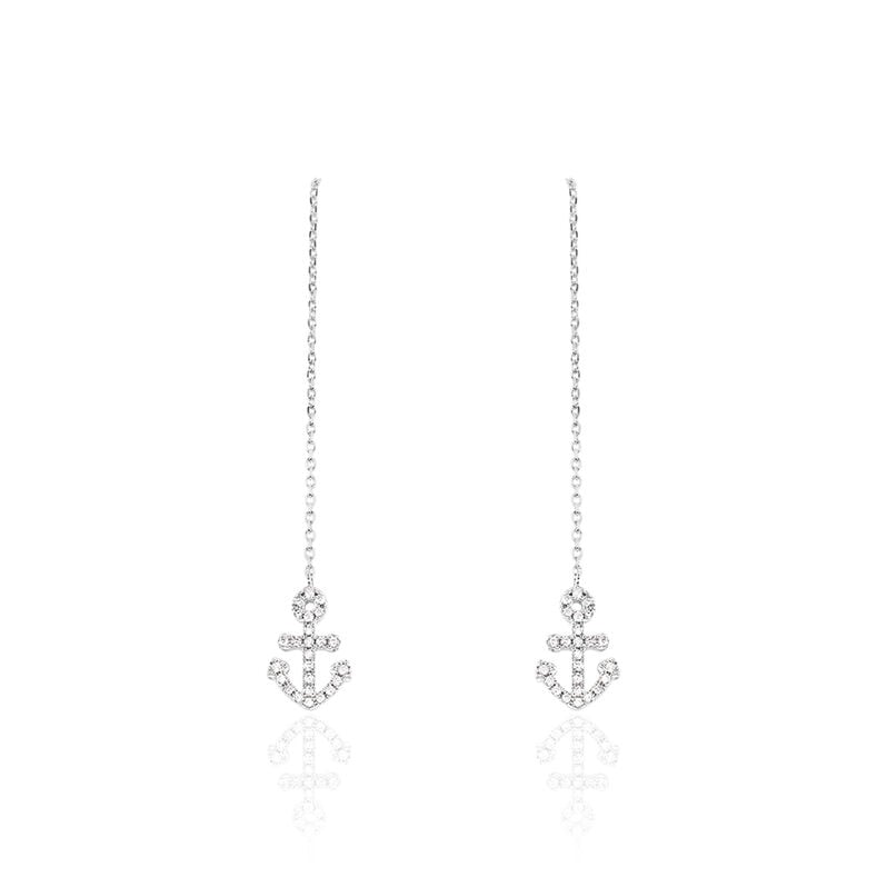 Boucles D'oreilles Pendantes Anicha Argent Blanc Oxyde De Zirconium - Spannringe Damen | OROVIVO