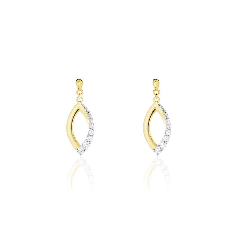 Damen Ohrstecker Lang Messing Gold 750 plattiert   - Ohrringe mit Stein Damen | OROVIVO