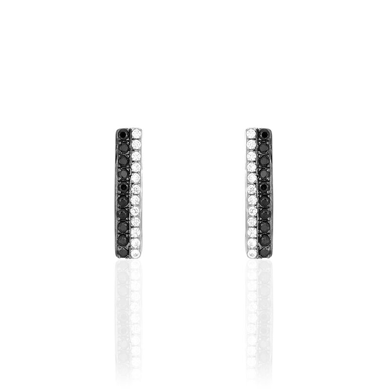 Boucles D'oreilles Puces Houssna Or Blanc Oxyde De Zirconium - Spannringe Damen | OROVIVO