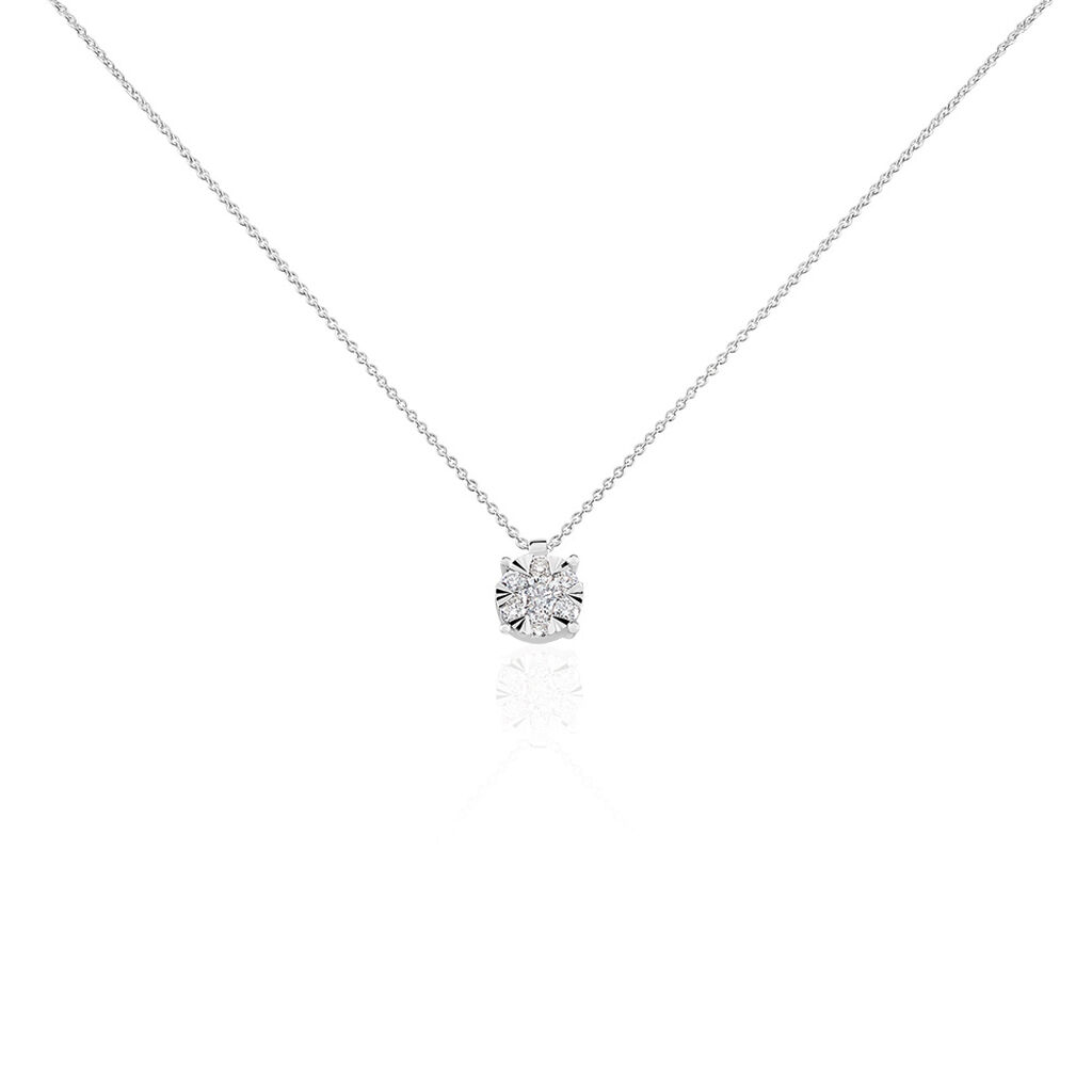 Damen Collier Weißgold 750 (18 Karat) Diamant Weiß 0,14 ct, Collier mit Stein