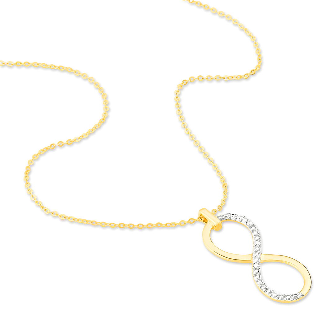 INFINO Damen Collier Gold 375 (9 Karat) Diamant Wei&szlig; 0,01 ct Unendlichkeit