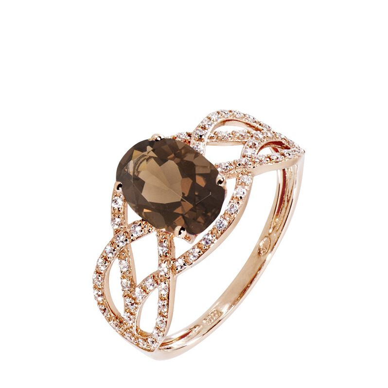 Bague Tina Or Rose Quartz Et Oxyde De Zirconium - Spannringe Damen | OROVIVO