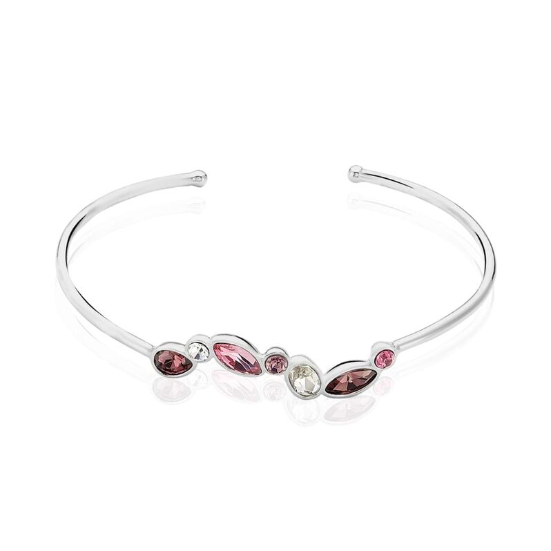 Bangle in metallo rodiato e pietre colore rosa - Spannringe Damen | OROVIVO