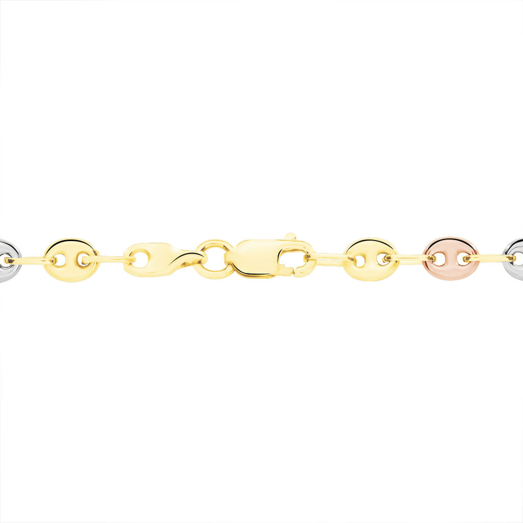 Collier Dami Maille Grain De Cafe Or Tricolore - Spannringe Damen | OROVIVO