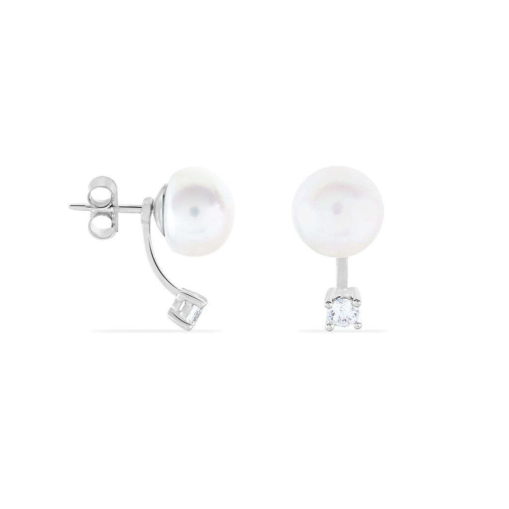 FUXIA Damen Ohrstecker Silber 925 Zuchtperle Perlmutt