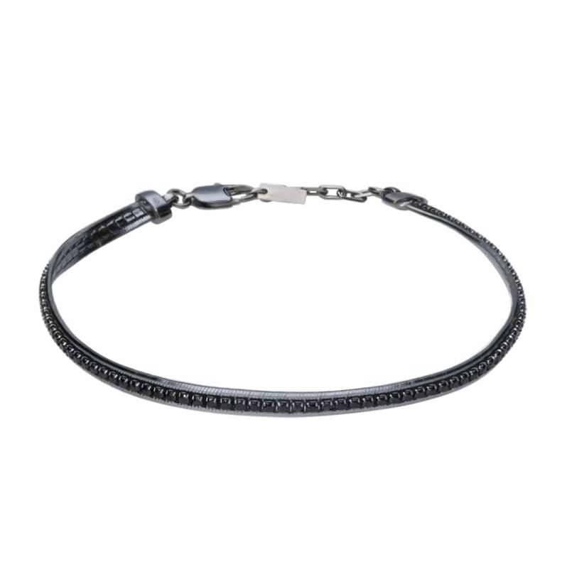 Bracciale Tennis Gentleman Argento Nero Cubic Zirconia - Spannringe Herren | OROVIVO