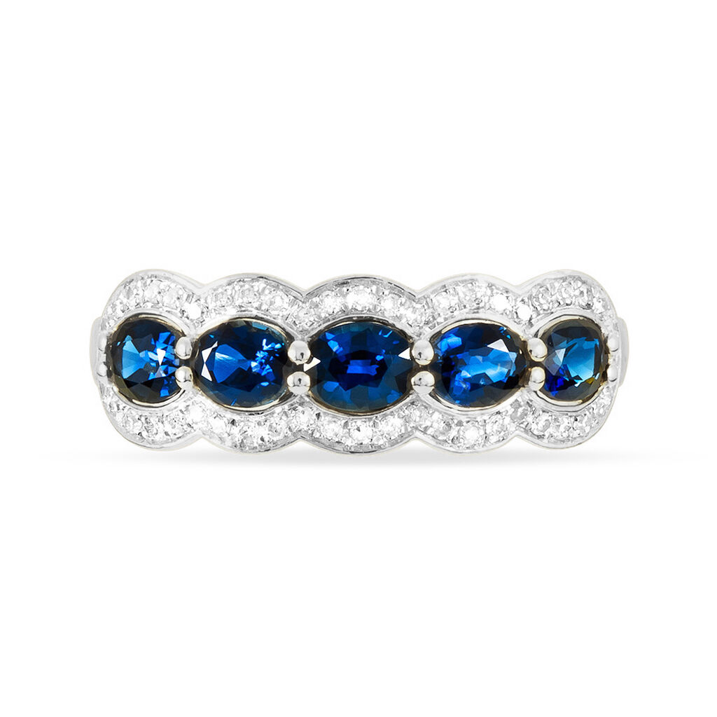Bague Margaux Or Blanc Saphir Et Diamant - Spannringe Damen | OROVIVO