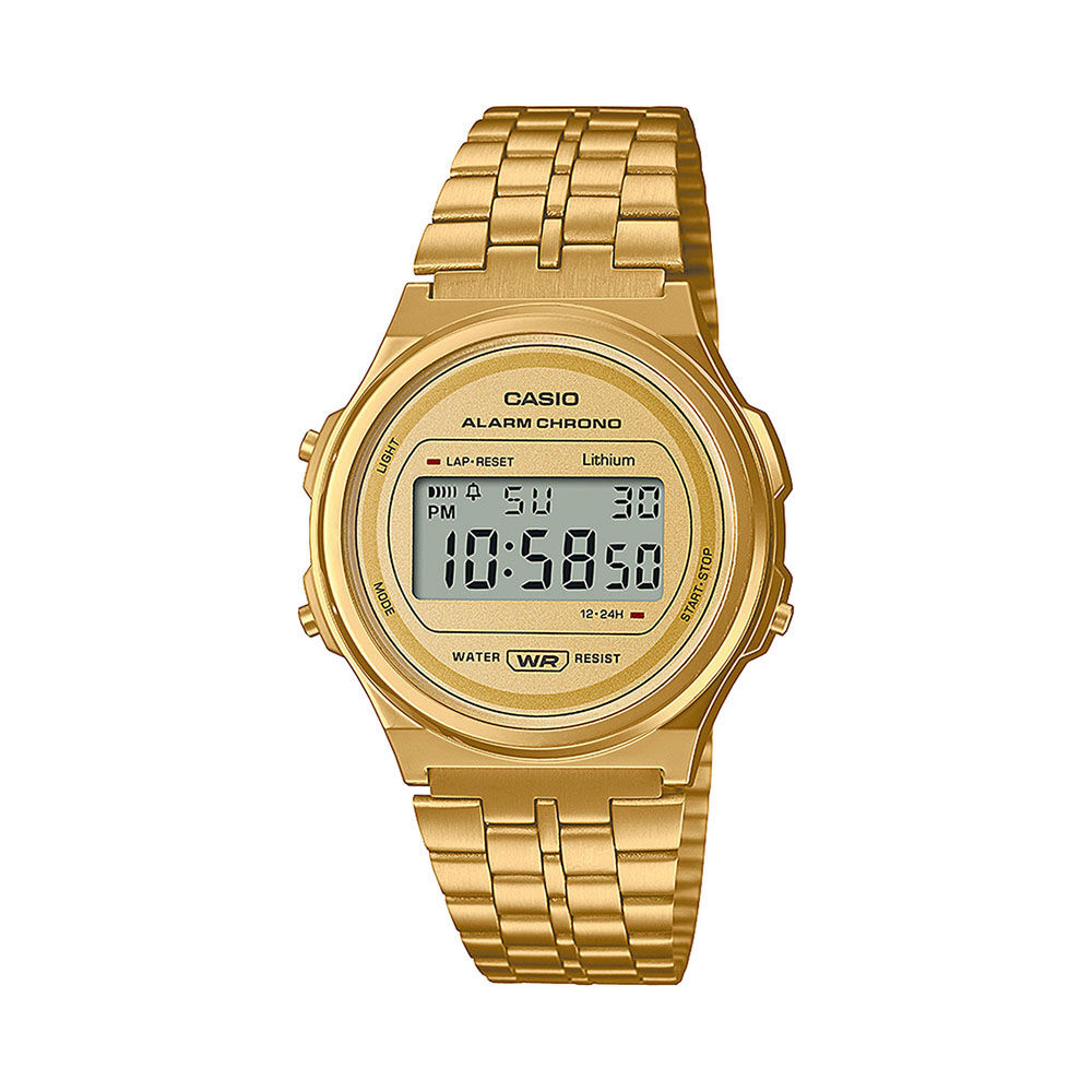 Casio digital bracelet watch in gold hotsell