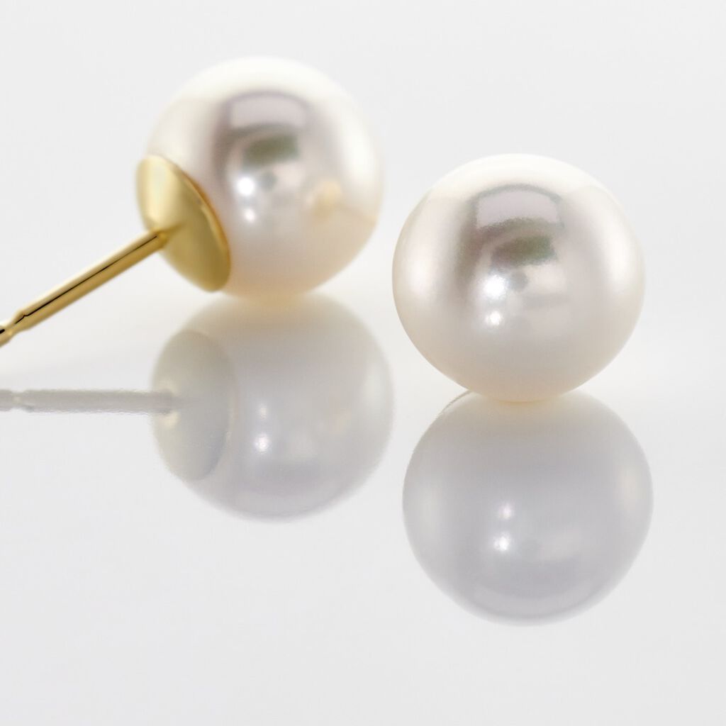 GARA Damen Ohrstecker Gold 585 (14 Karat) Zuchtperle Wei&szlig;