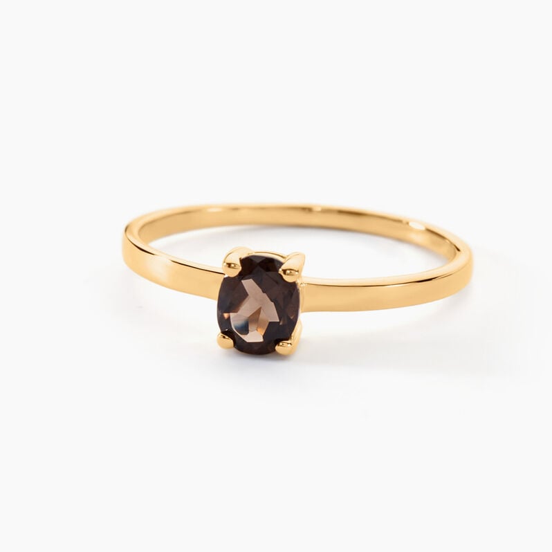 Bague Or Jaune Lily Quartz Fume - Spannringe Damen | OROVIVO