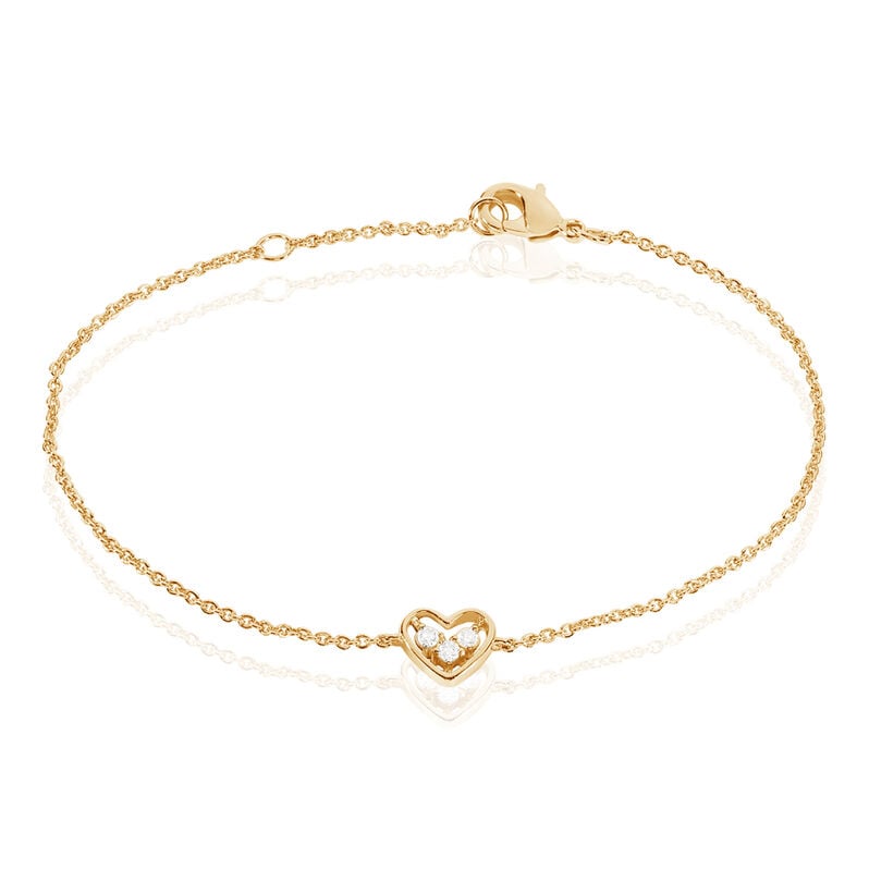 ELOA Damen Armband Vergoldet Zirkonia Wei&szlig; Herz - Armb&auml;nder mit Anh&auml;nger Damen | OROVIVO