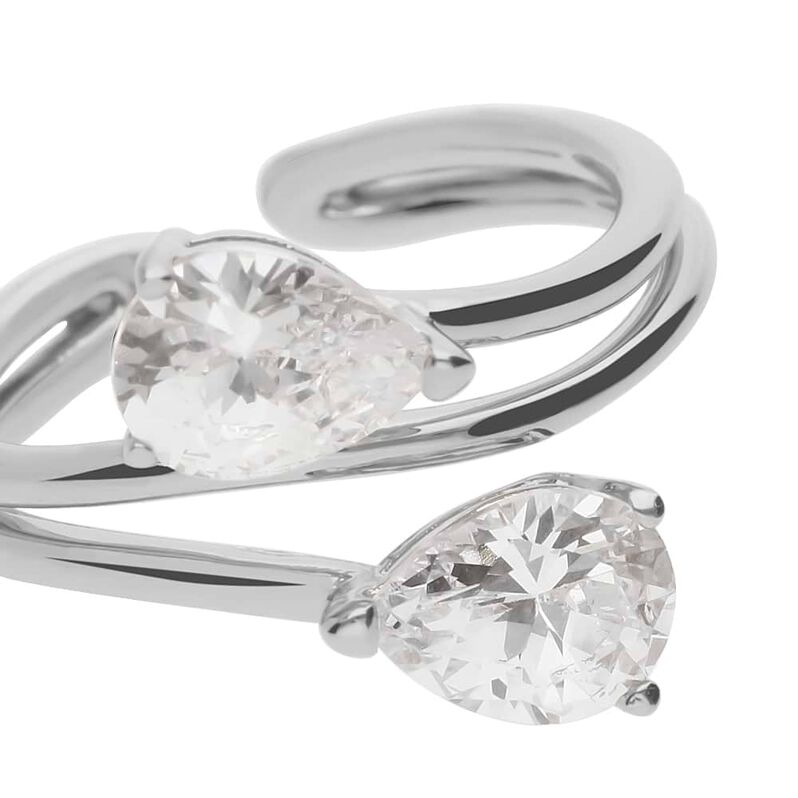 Anello bilogy in ottone rodiato regolabile con zirconi - Spannringe Damen | OROVIVO