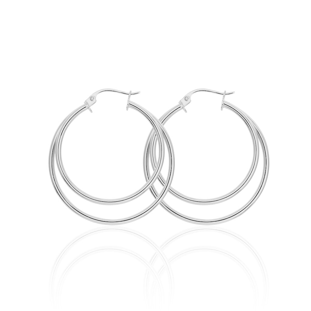 DILLARA Damen Creolen Silber 925 Doppelkreis B 3 mm