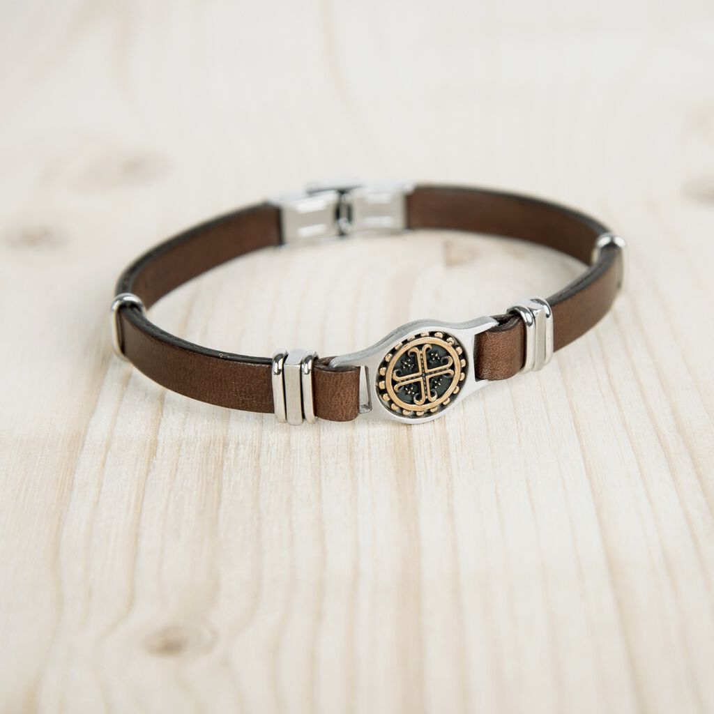 Herren Armband Leder Wei&szlig; Barren