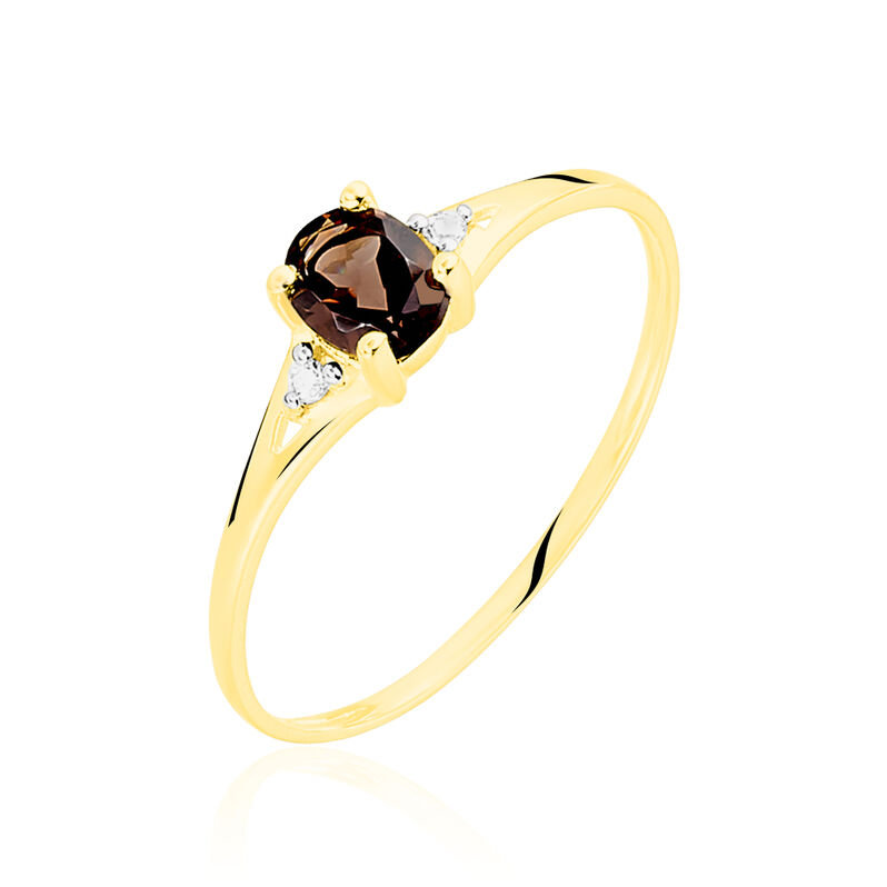 Bague Or Jaune Eugenie Quartz Fume - Spannringe Damen | OROVIVO