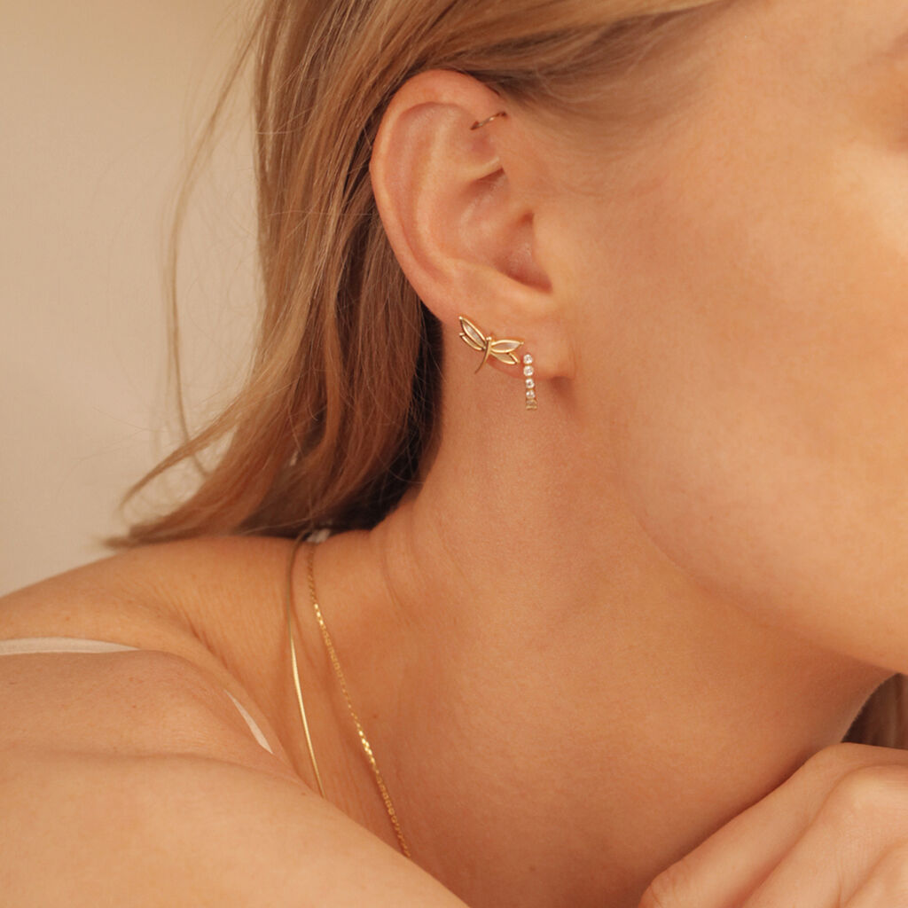 Damen Ohrstecker Gold 375 Perlmutt Perlmutt Libelle Libelle  - Ohrstecker Damen | OROVIVO