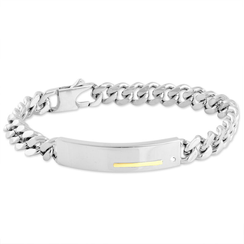 Bracelet Identité Adoline Acier Blanc Diamant - Spannringe Herren | OROVIVO