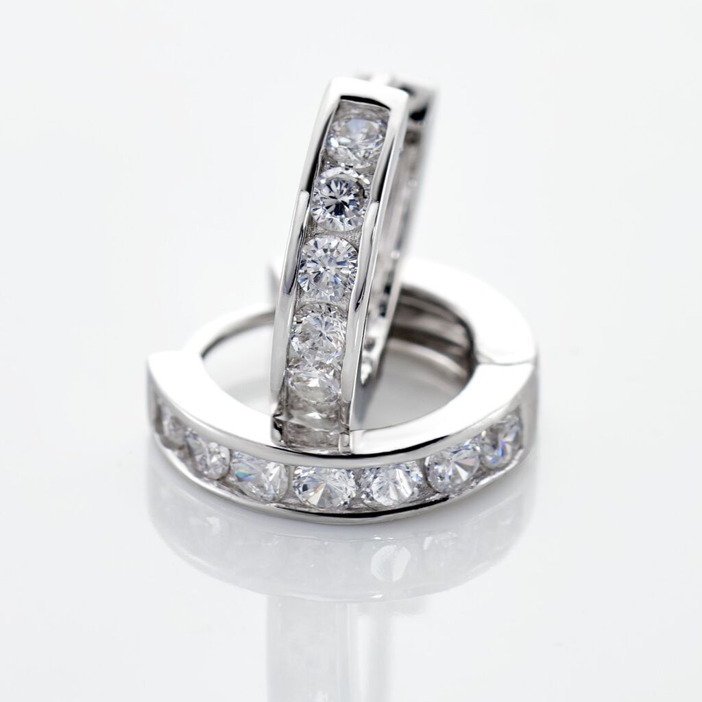 Damen Creolen Silber 925 Zirkonia Wei&szlig; 0,83 ct