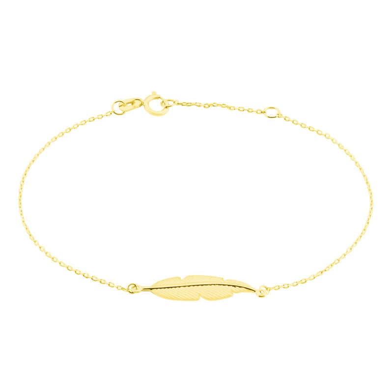 Bracelet Or Jaune Aubaine Motif Plume - Spannringe Damen | OROVIVO