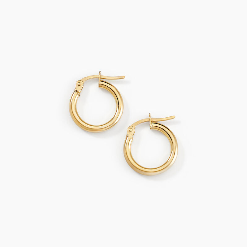 Créoles Or Jaune 750/1000 Lisse 2mm Ronde Diam 10mm - Spannringe Damen | OROVIVO