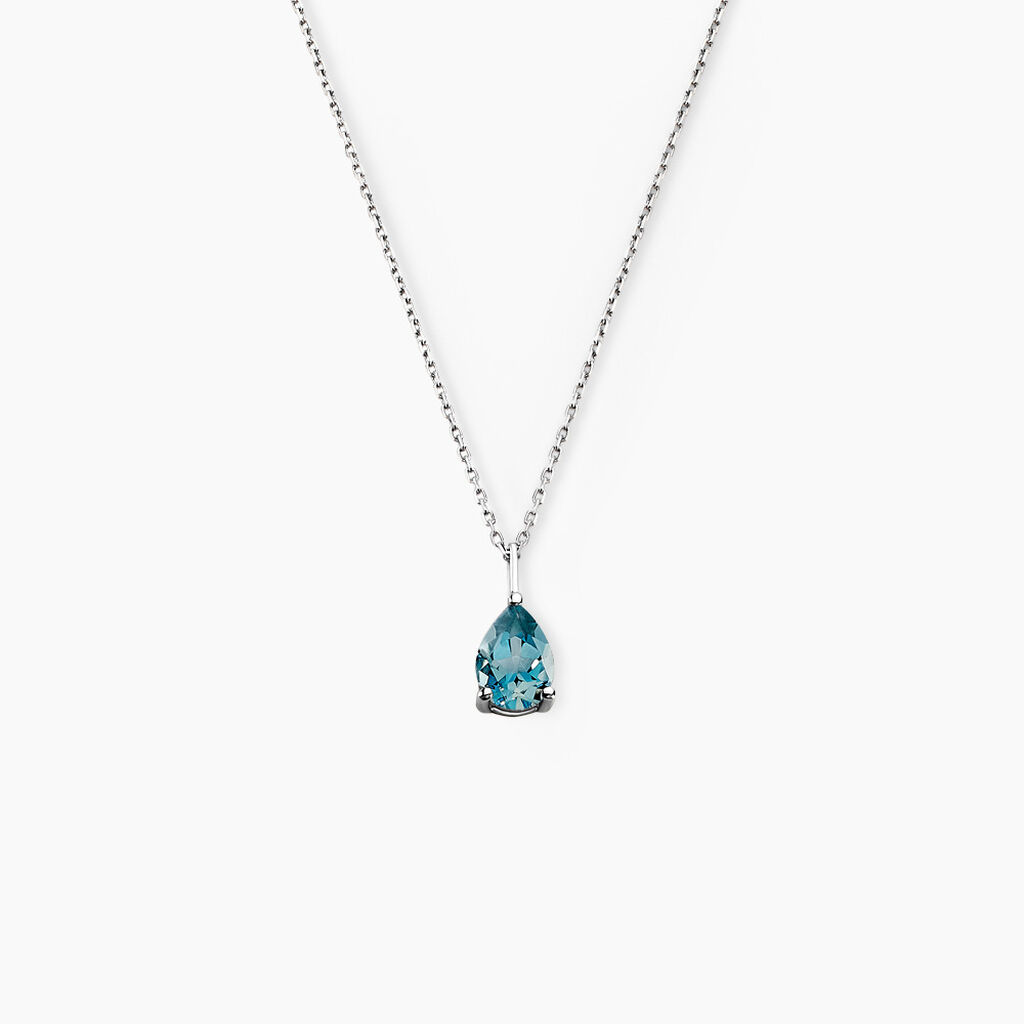 Collier Goutte Or Weiss Topaze London Blue - Spannringe Damen | OROVIVO