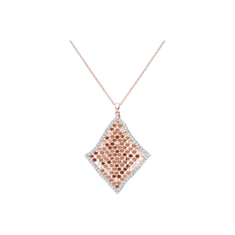 Girocollo con strass con pendente rombo in metallo rosato - Spannringe Damen | OROVIVO