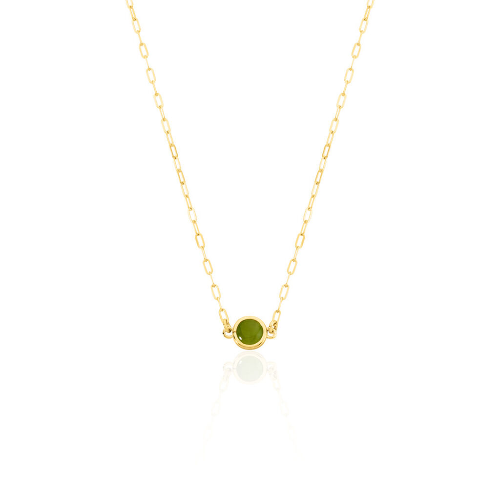 Althea Damen Collier Silber vergoldet 925 Glas Gr&uuml;n 1 ct Kreis B 1,7 mm