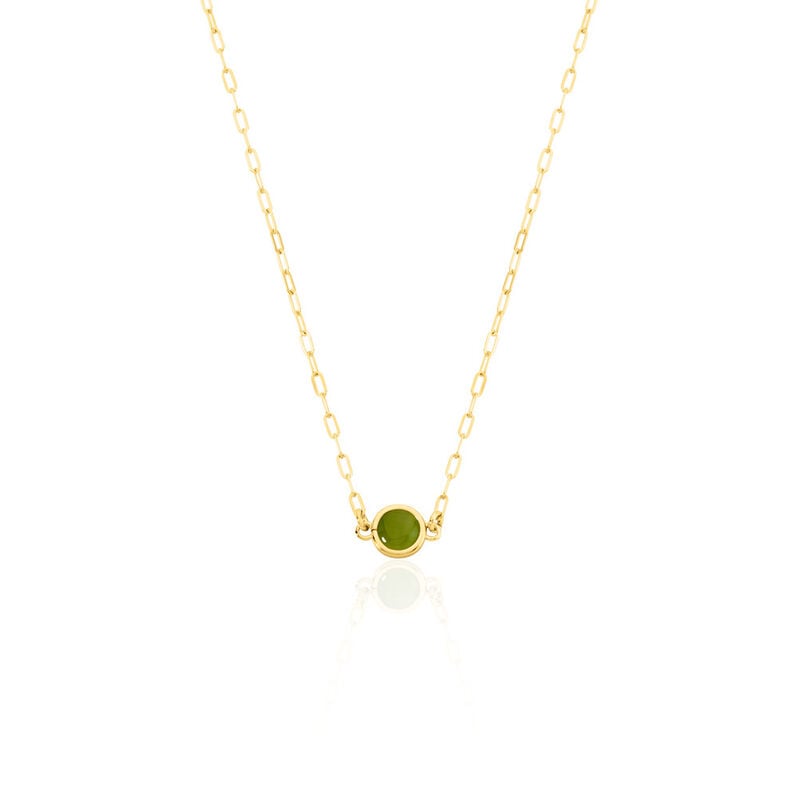 Althea Damen Collier Silber vergoldet 925 Glas Gr&uuml;n 1 ct Kreis B 1,7 mm - Halsketten Damen | OROVIVO
