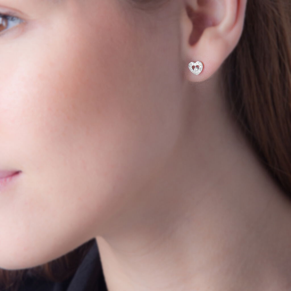 Boucles D'oreilles Puces Tyliana Or Blanc Diamant - Spannringe Damen | OROVIVO