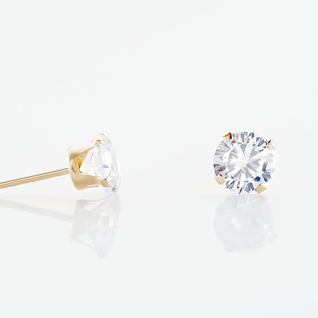 EDDIE KRAPPE Damen Ohrstecker Gold 375 (9 Karat) Zirkonia Wei&szlig; 1,760 ct Kreis B 5 mm